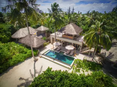 Ocean Beach Villa with Pool - Two Bedroom Vista aerea Six Senses Laamu