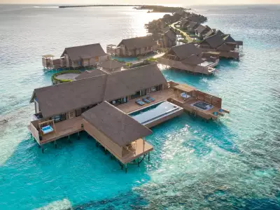 Waldorf Astoria Maldives Ithaafushi Two Bedroom Over Water Villa With Pool Vista aerea