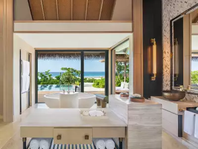 Waldorf Astoria Maldives Ithaafushi Two Bedroom Beach Villa with Pool Bano