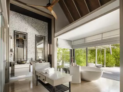 Waldorf Astoria Maldives Ithaafushi Three Bedroom Over Water Villa With Pool Bathroom
